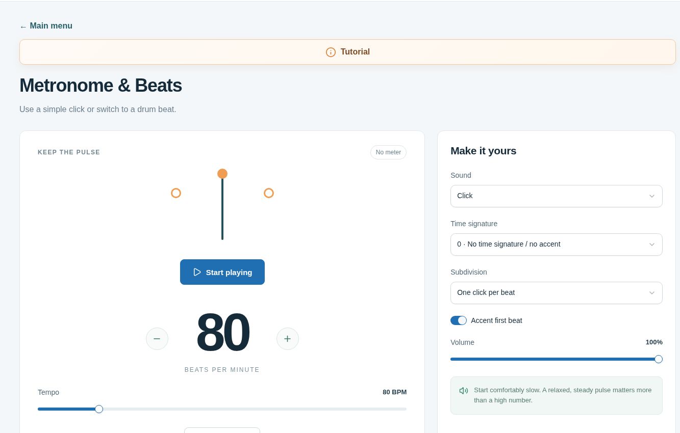 Music Toolbox’s metronome and beat controls
